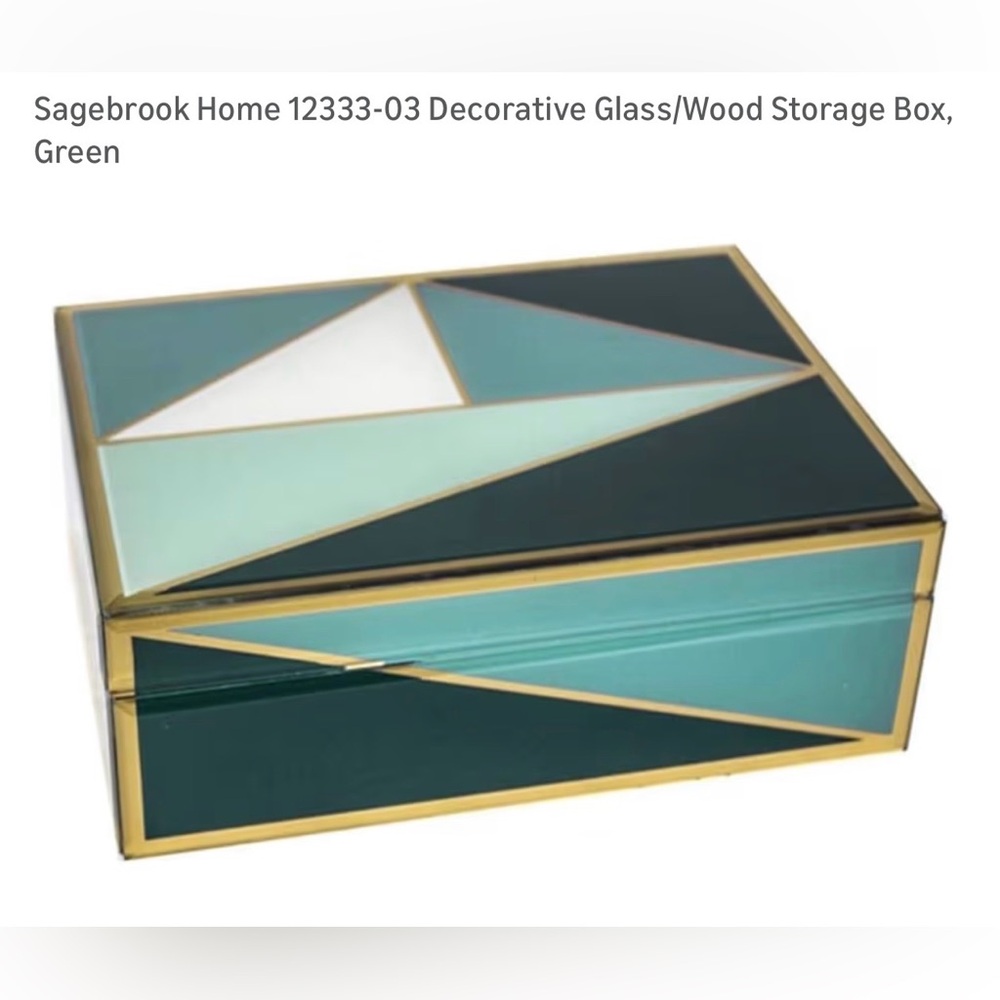 Sagebrook Home Decorative Glass/Wood Storage Box, LIKE NEW